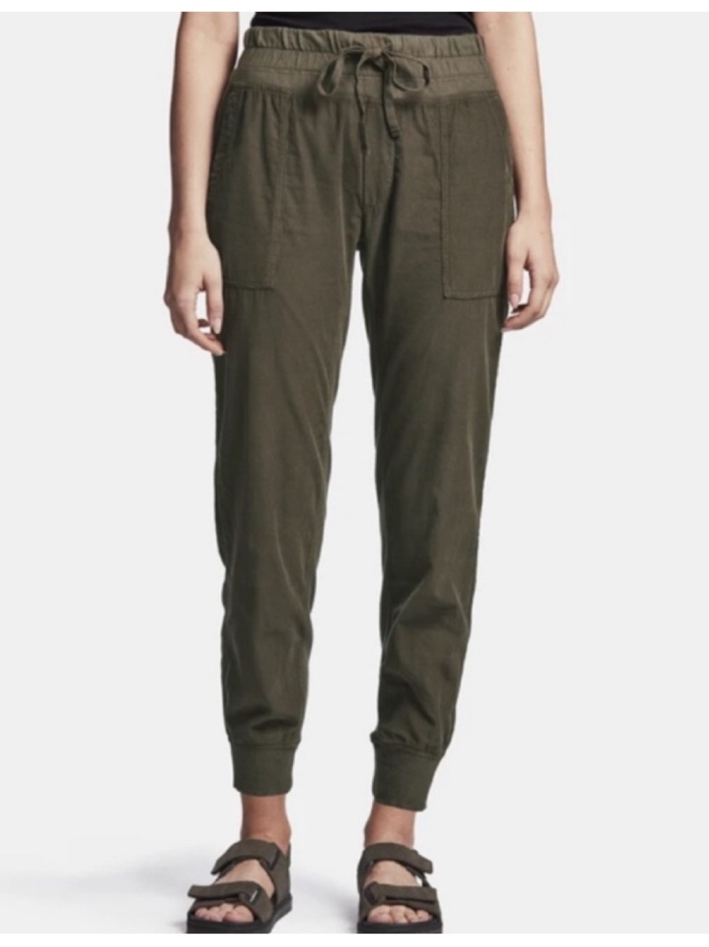 James Perse CORDUROY MIXED MEDIA Jogger PANTS in army green size 4 XL
